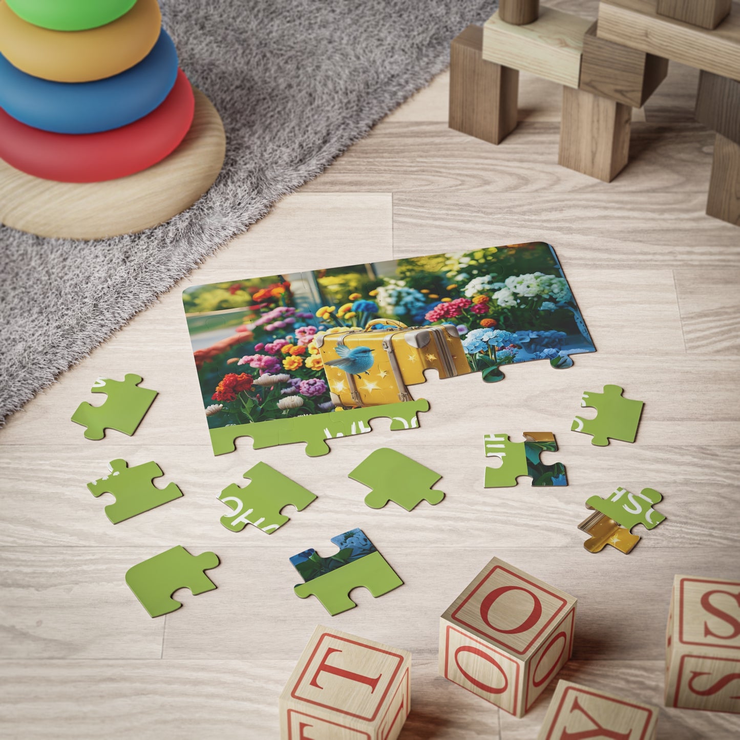 Hapkinful and Wiggle Jigsaw Puzzle. "Whoosh Garden!" 30 Pieces. Ages 3 and up.