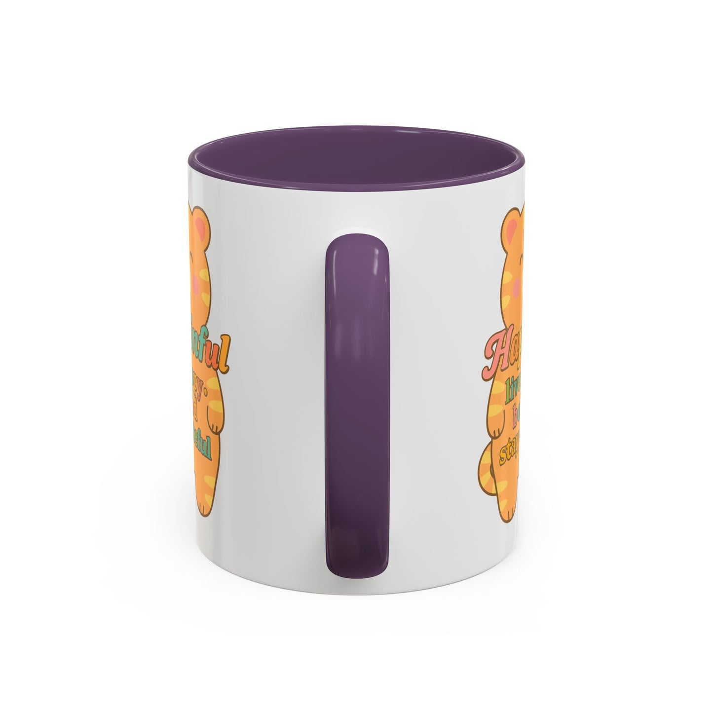 Happy Tiger Mug - Hapkinful Live Happy, Stay Grateful - Perfect Gift for Cat Lovers