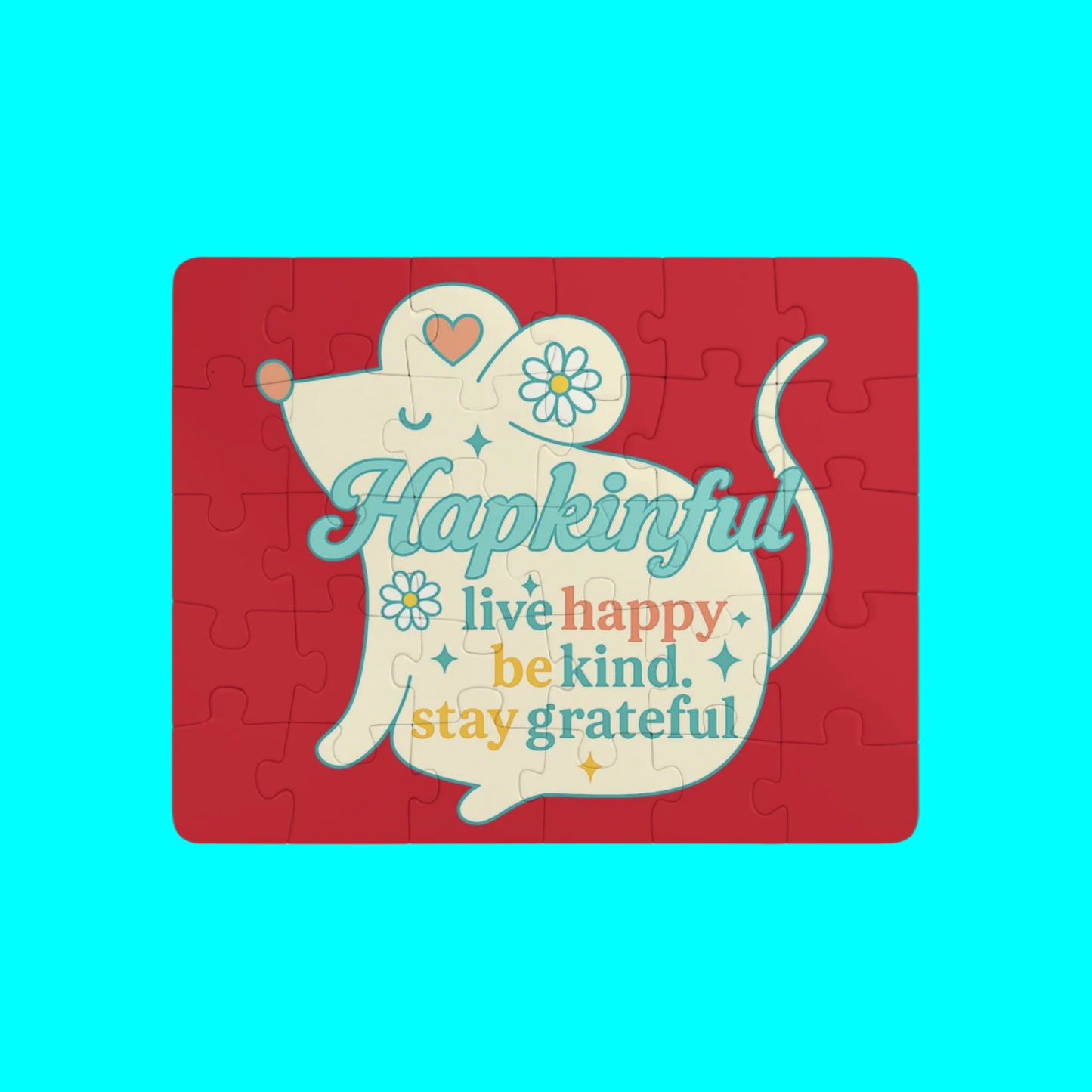 Happy Mouse In spirational Jigsaw Puzzle. 30 Pieces. Ages 3 and up.
