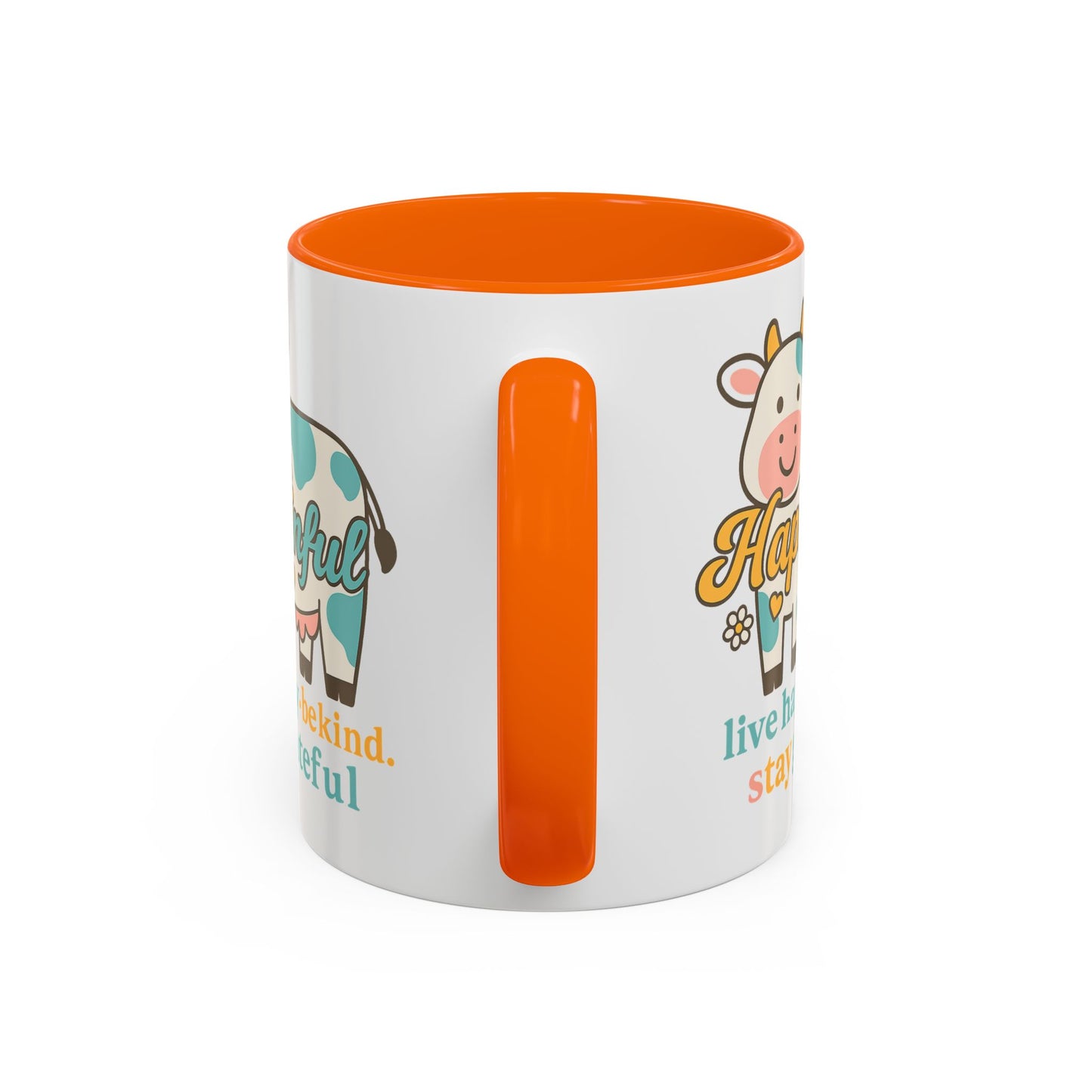 Happy Cow Mug - Hapkinful - Live Happy, Be Kind, Stay Grateful (11 & 15oz)