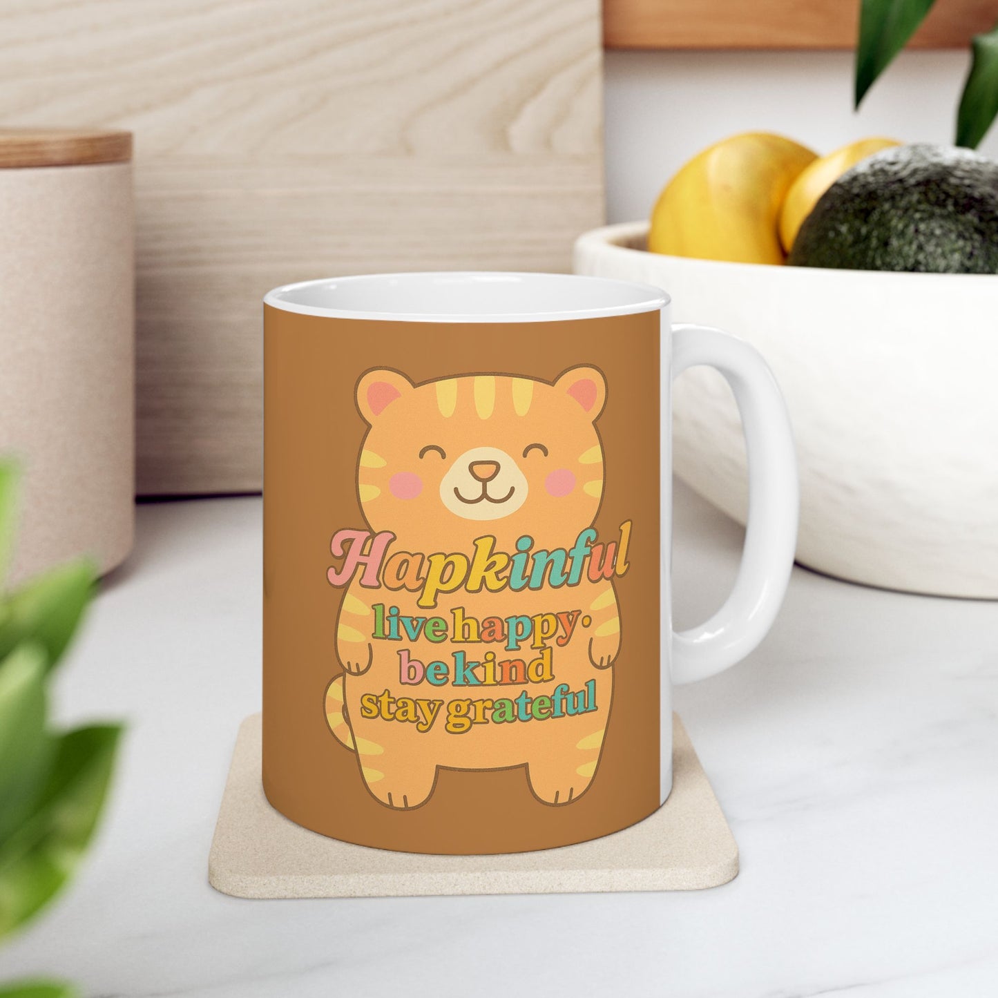 Happy Tiger Mug Hapkinful Live Happy . Be Kind . Stay Grateful
