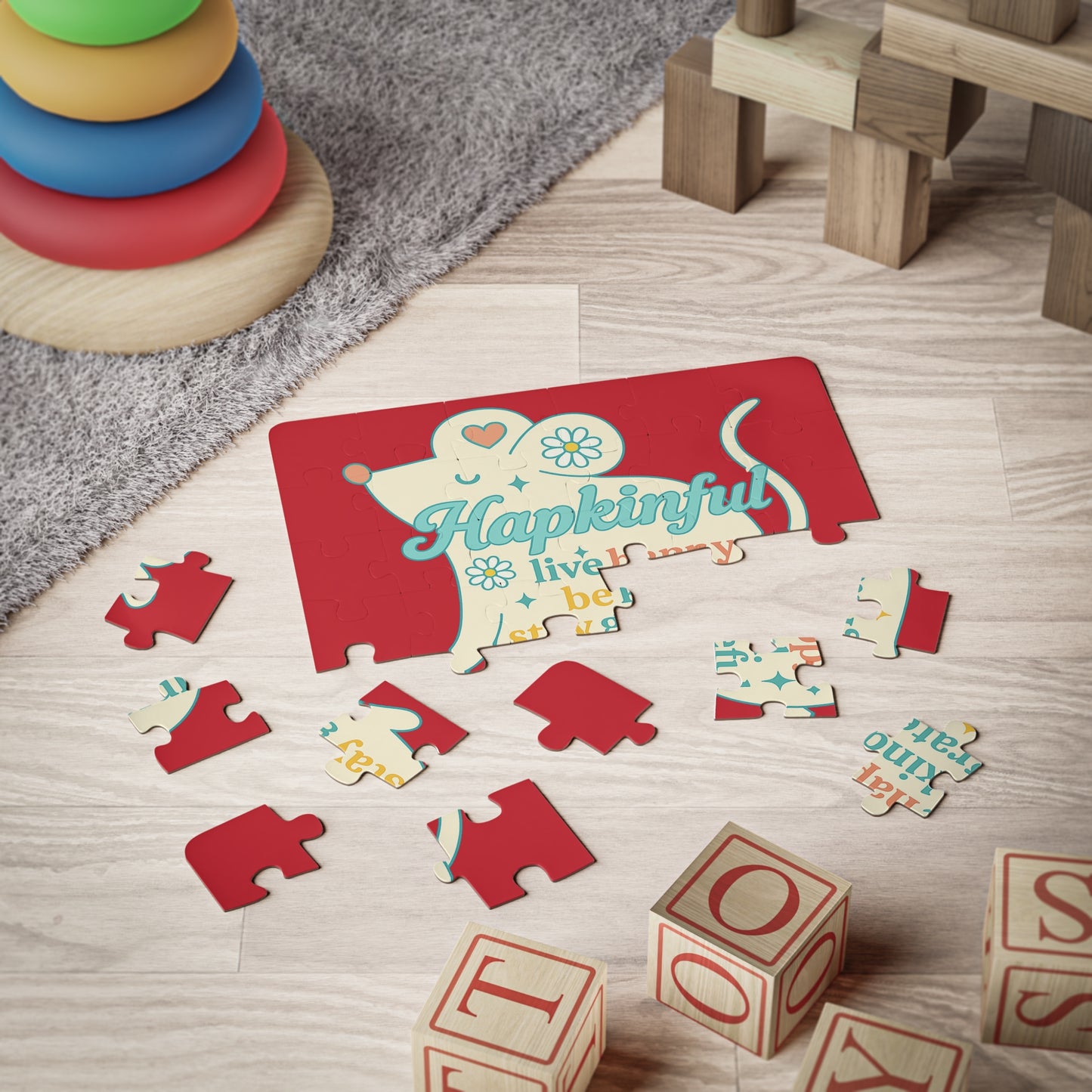 Happy Mouse In spirational Jigsaw Puzzle. 30 Pieces. Ages 3 and up.