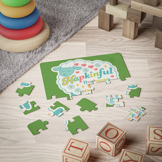 Happy Sheep Inspirational Kids Jigsaw Puzzle. 30 Pieces. Ages 3 and up.