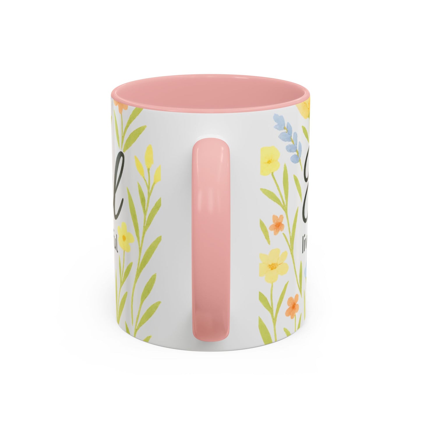 Hapkinful Wildflower Mugs. Inspirational Floral Coffee Mug - 'Live Happy, Be Kind, Stay Grateful'