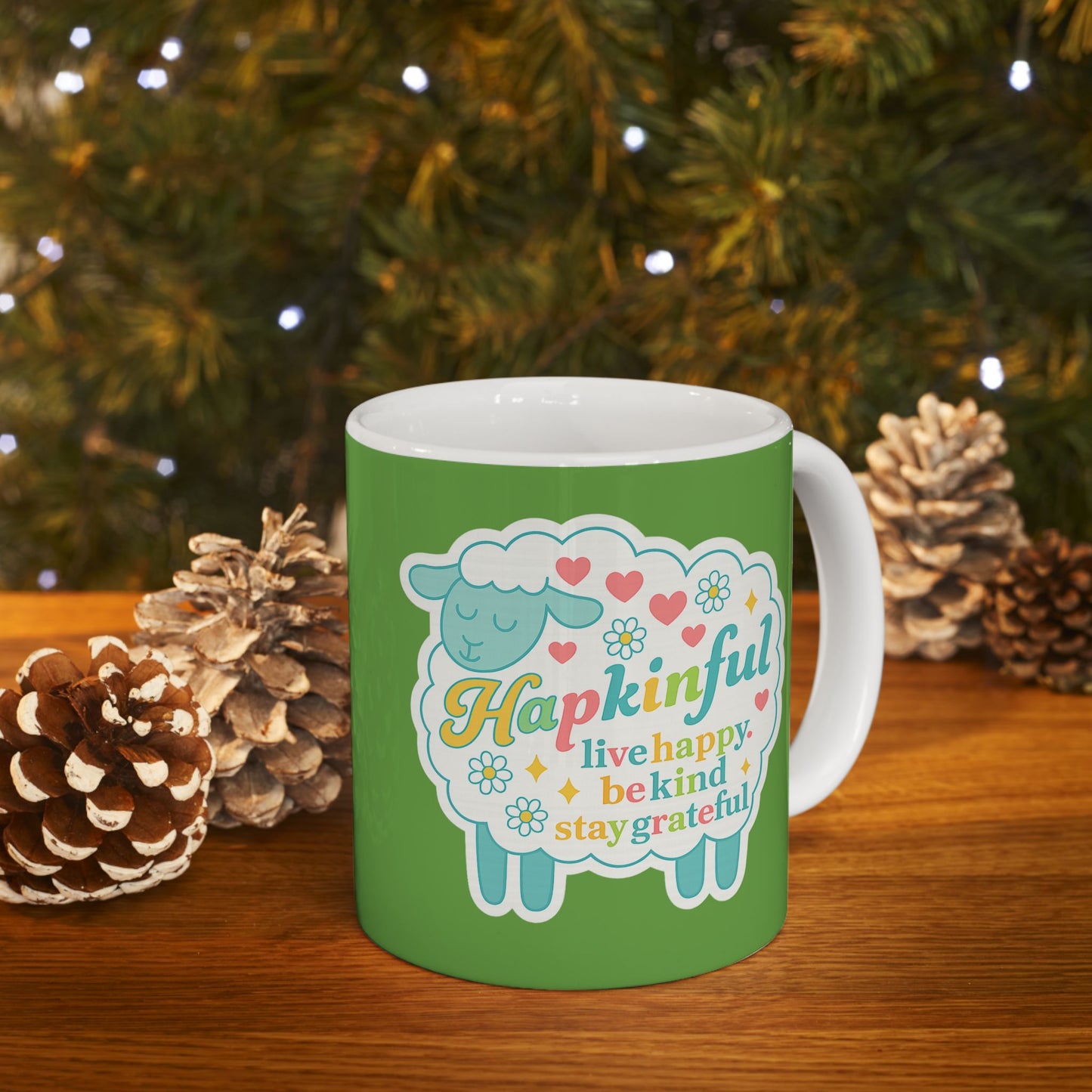 Happy Sheep Mug - Hapkinful Live Happy. Be Kind . Stay Grateful