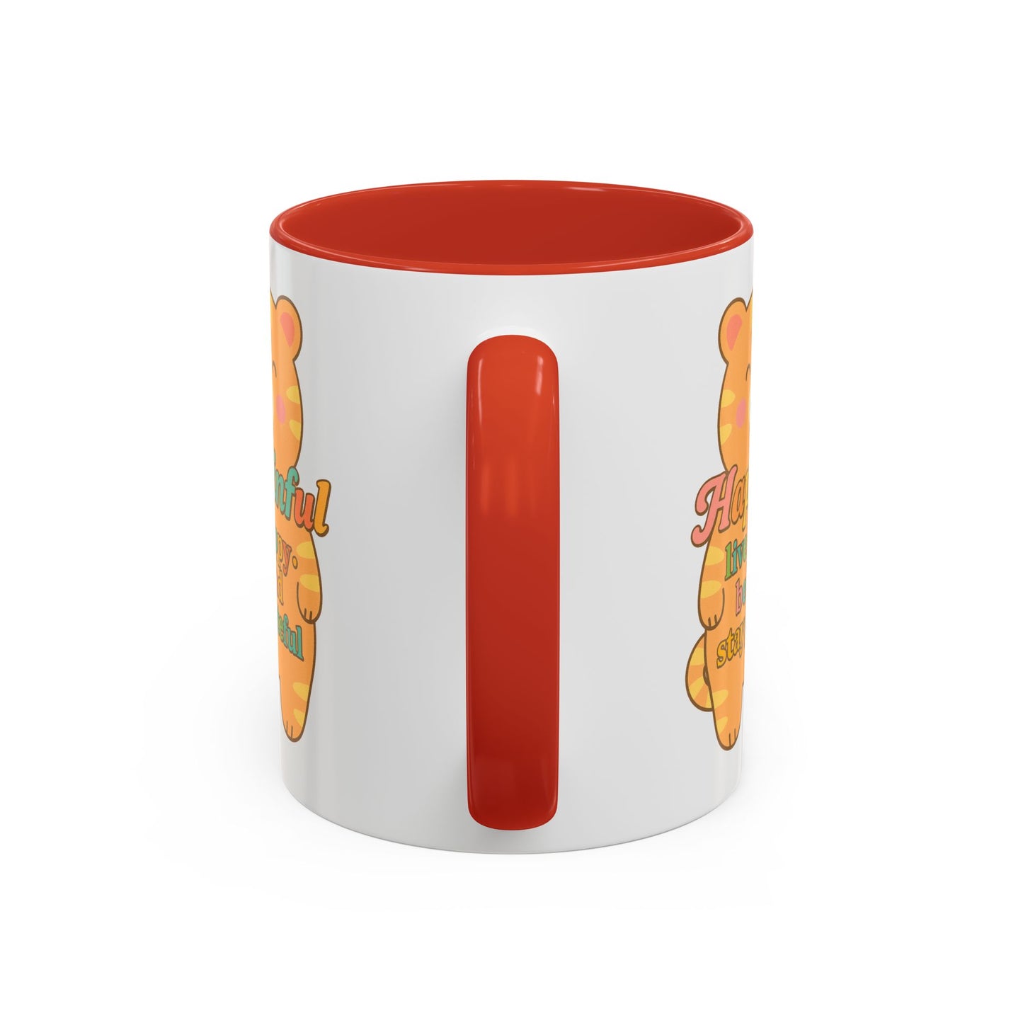Happy Tiger Mug - Hapkinful Live Happy, Stay Grateful - Perfect Gift for Cat Lovers