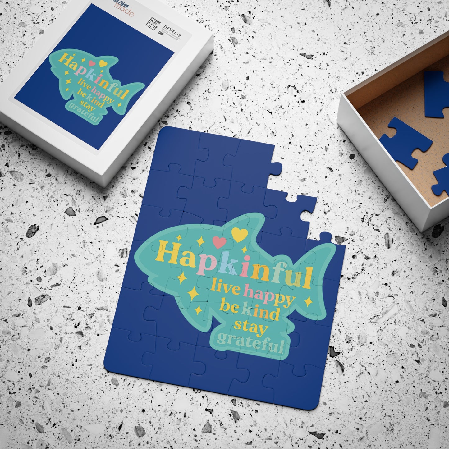 Happy Shark Inspirational Kids Jigsaw Puzzle. 30 Pieces. Ages 3 and up.