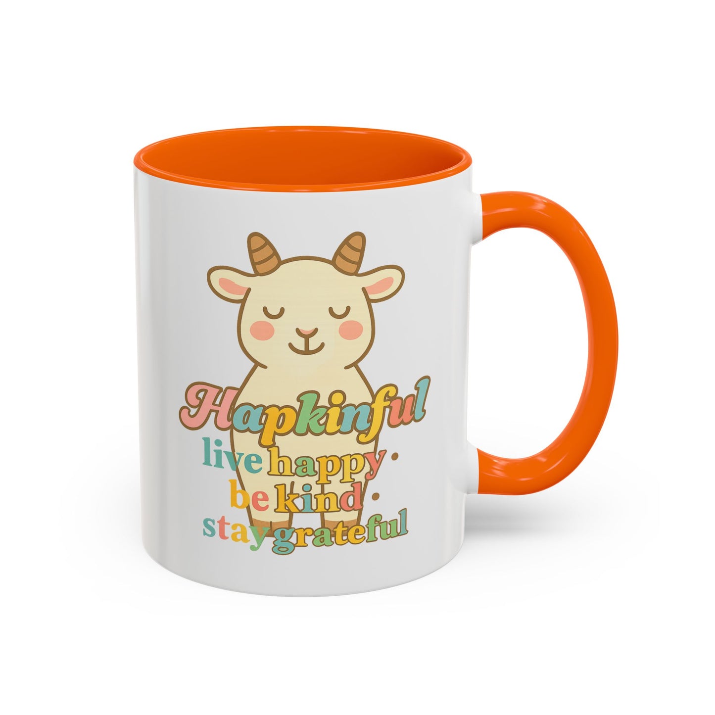 Happy Goat Mug - Hapkinful Live Happy. Be Kind. Stay Grateful