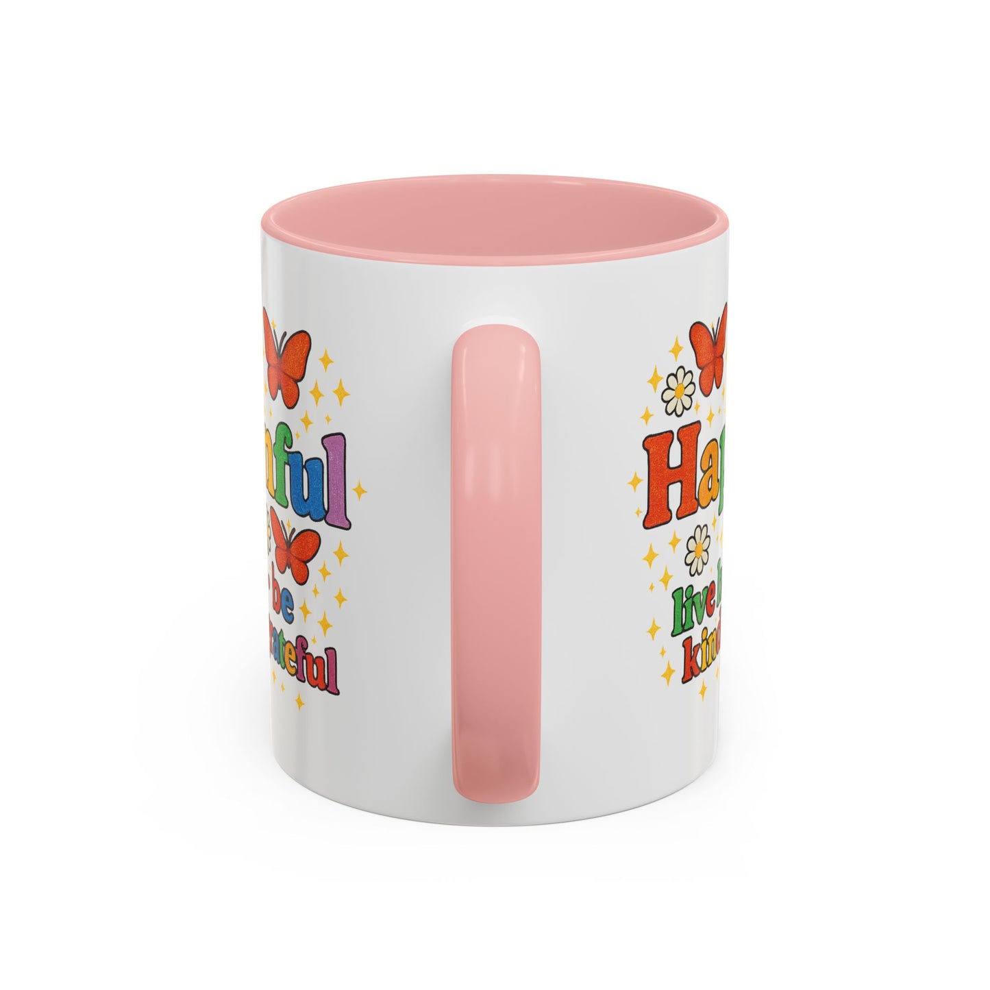 Happy Groovy Butterfly Mug - Hapkinful - Live Happy Be Kind Stay Grateful 11 oz 15 oz