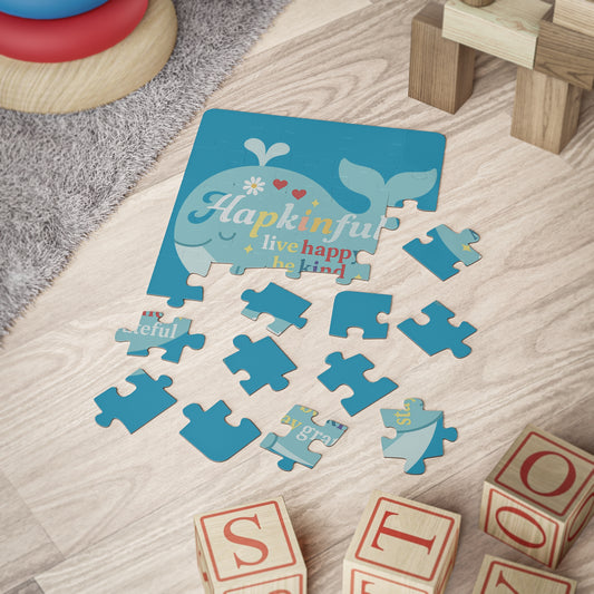Happy Whale Inspirational Kids Jigsaw Puzzle. 30 Pieces. Ages 3 and up.