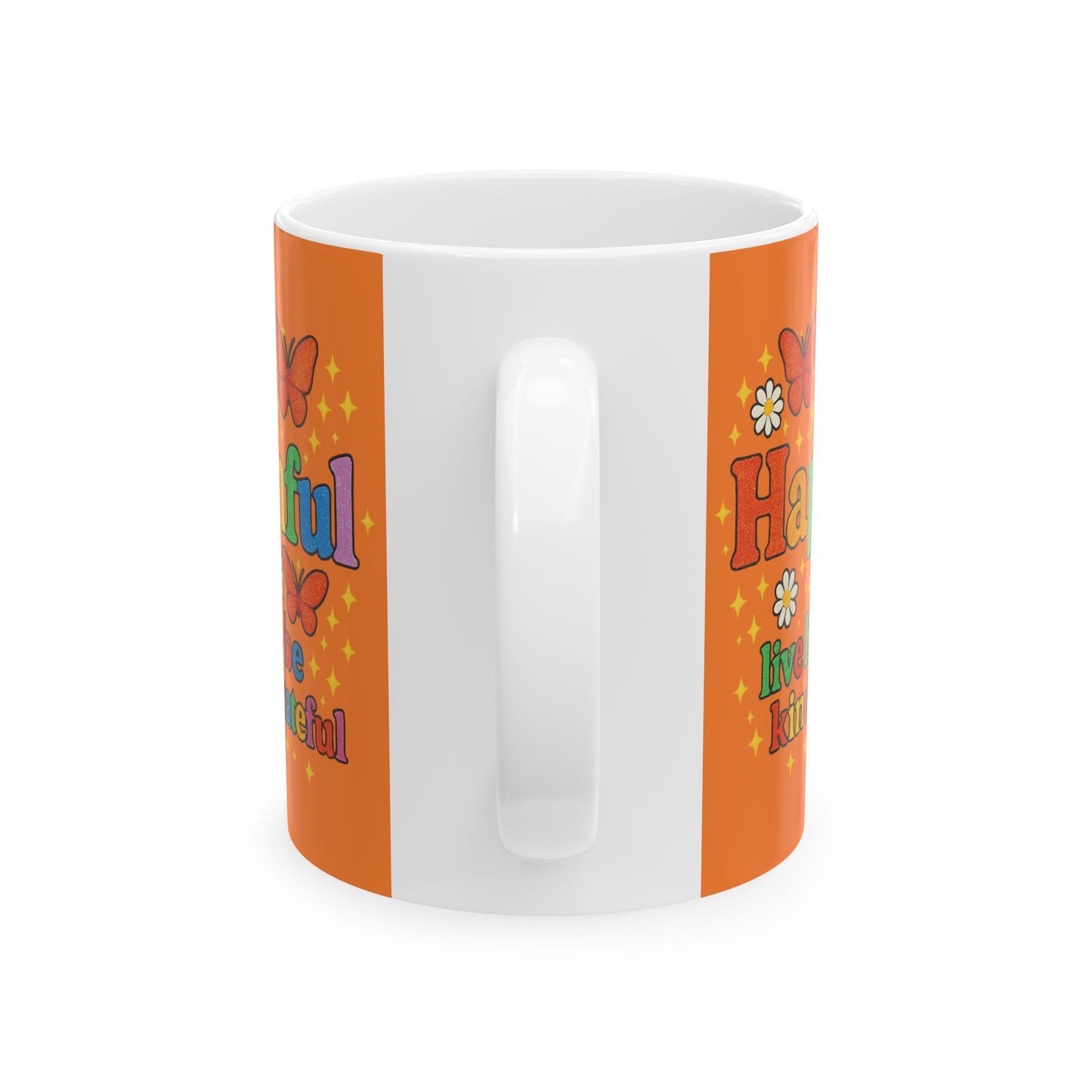 Happy Groovy Butterfly Orange Mug - Hapkinful - Live Happy. Be Kind. Stay Grateful