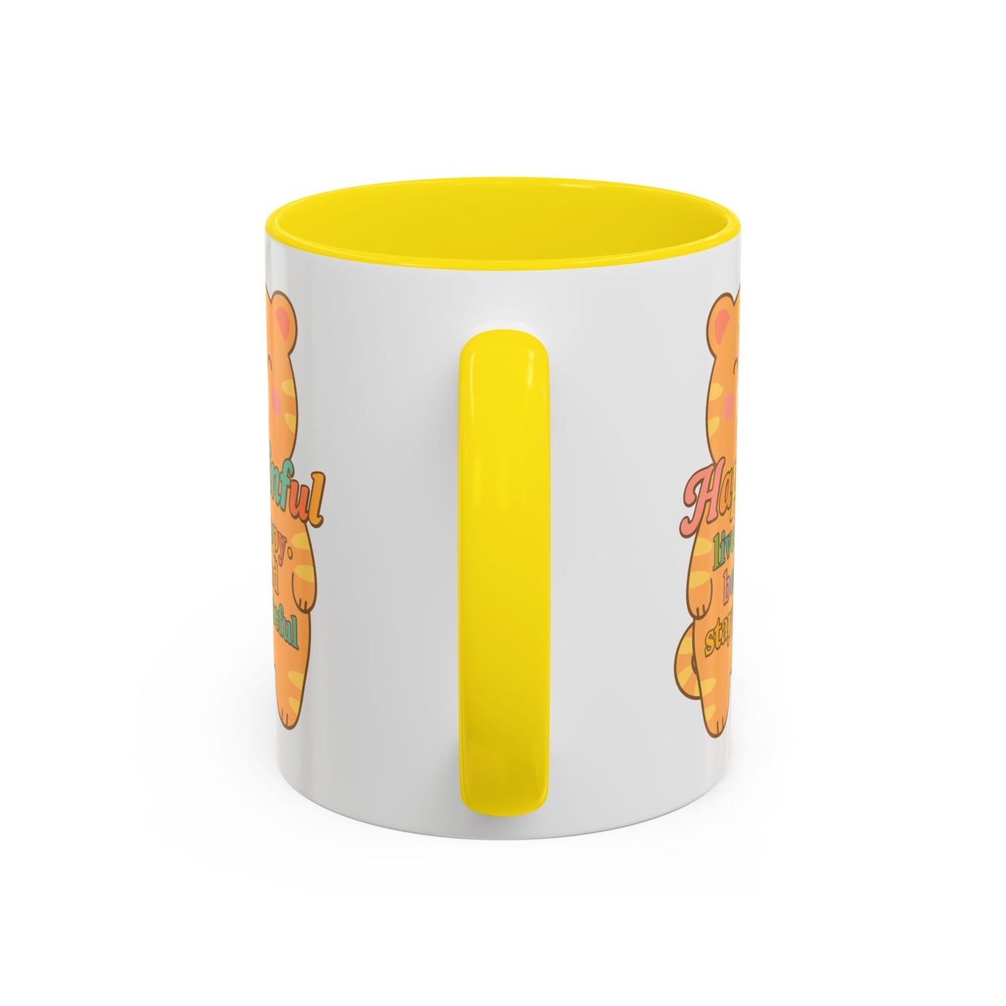 Happy Tiger Mug - Hapkinful Live Happy, Stay Grateful - Perfect Gift for Cat Lovers