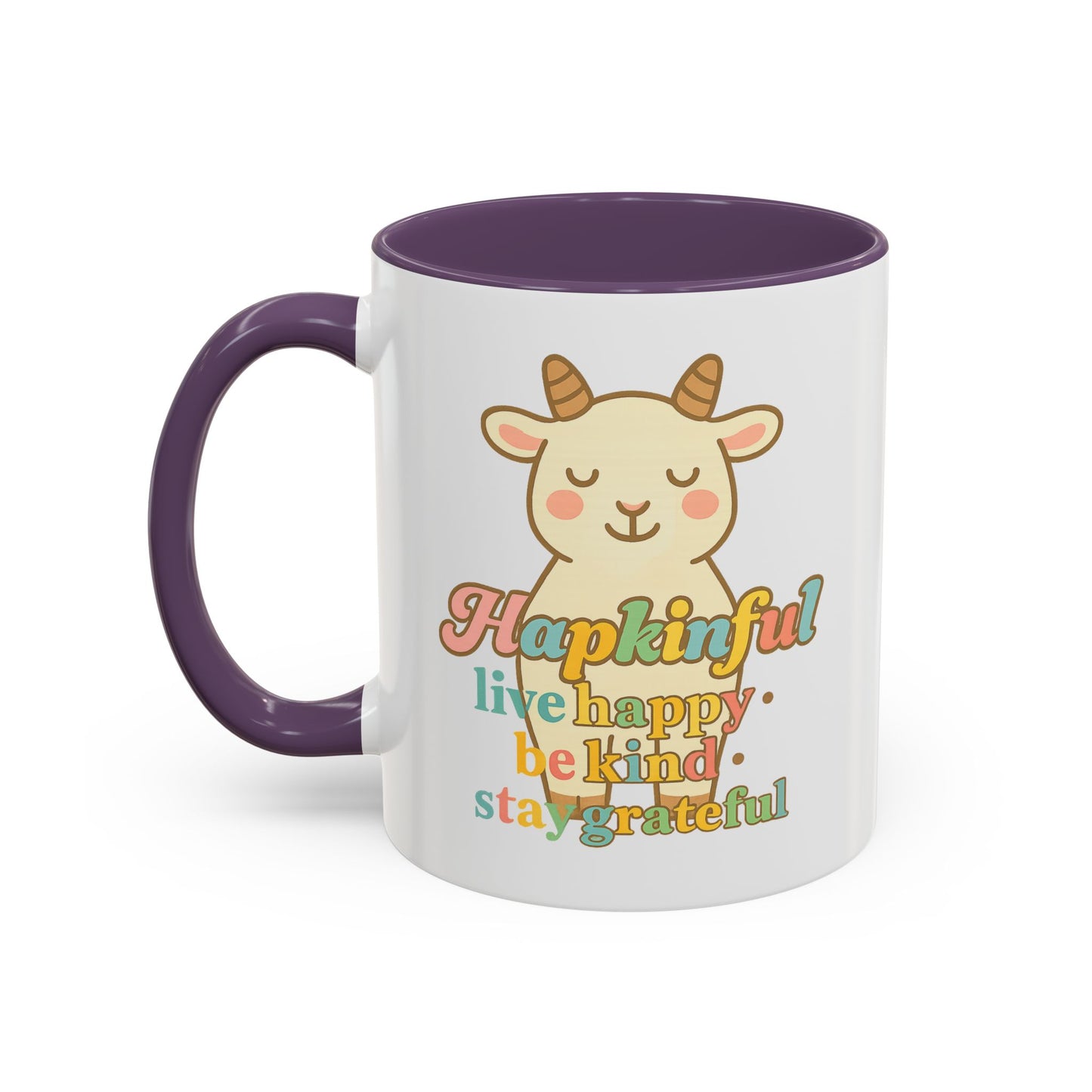 Happy Goat Mug - Hapkinful Live Happy. Be Kind. Stay Grateful