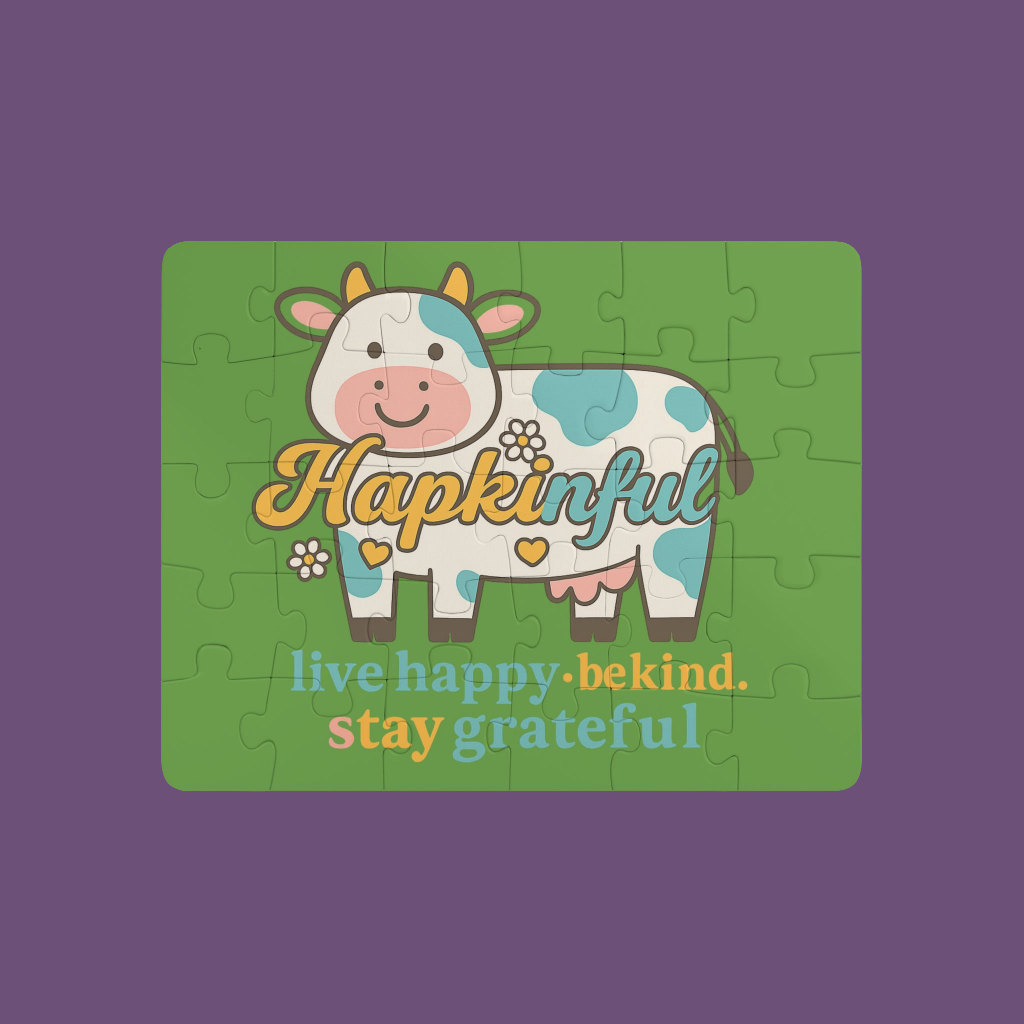Happy Cow Kid's Inspirational Jigsaw Puzzle. 30 Piece. Ages 3 and up.