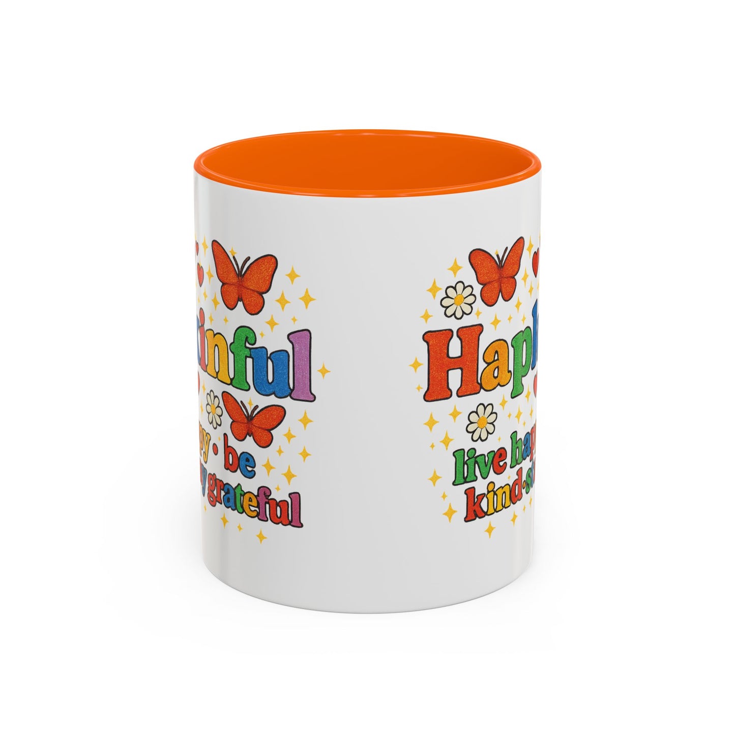 Happy Groovy Butterfly Mug - Hapkinful  - Live Happy Be Kind Stay Grateful 11 oz 15 oz