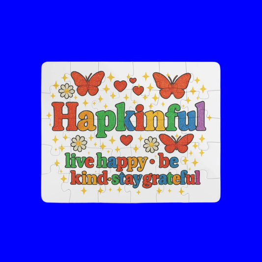 Happy Groovy Kid's Jigsaw Puzzle. Hapkinful - Live Happy. Be Kind. Stay Grateful.  30 piece.