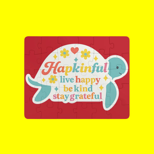 Happy Turtle Inspirational  Kids Jigsaw Puzzle. 30 Pieces. Ages 3 and up.
