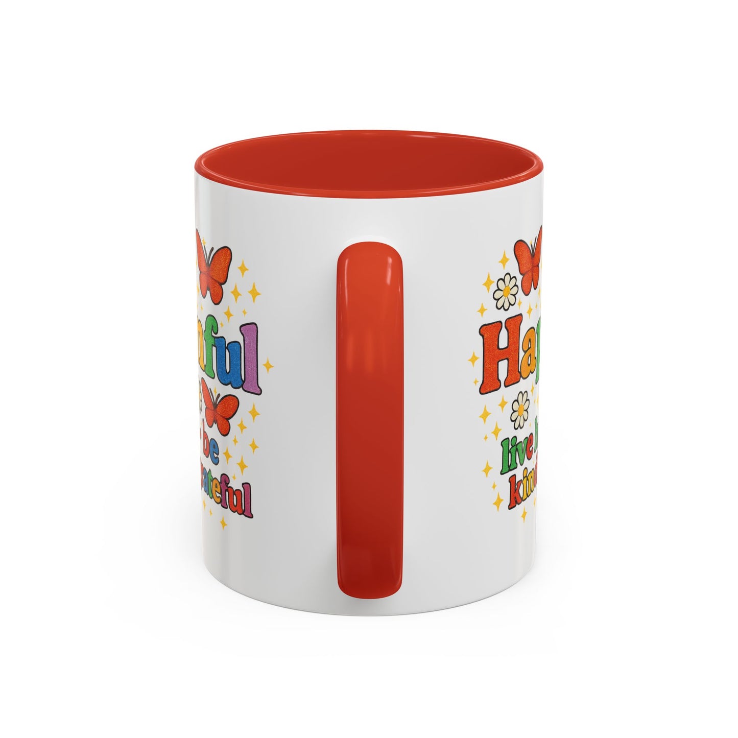 Happy Groovy Butterfly Mug - Hapkinful  - Live Happy Be Kind Stay Grateful 11 oz 15 oz