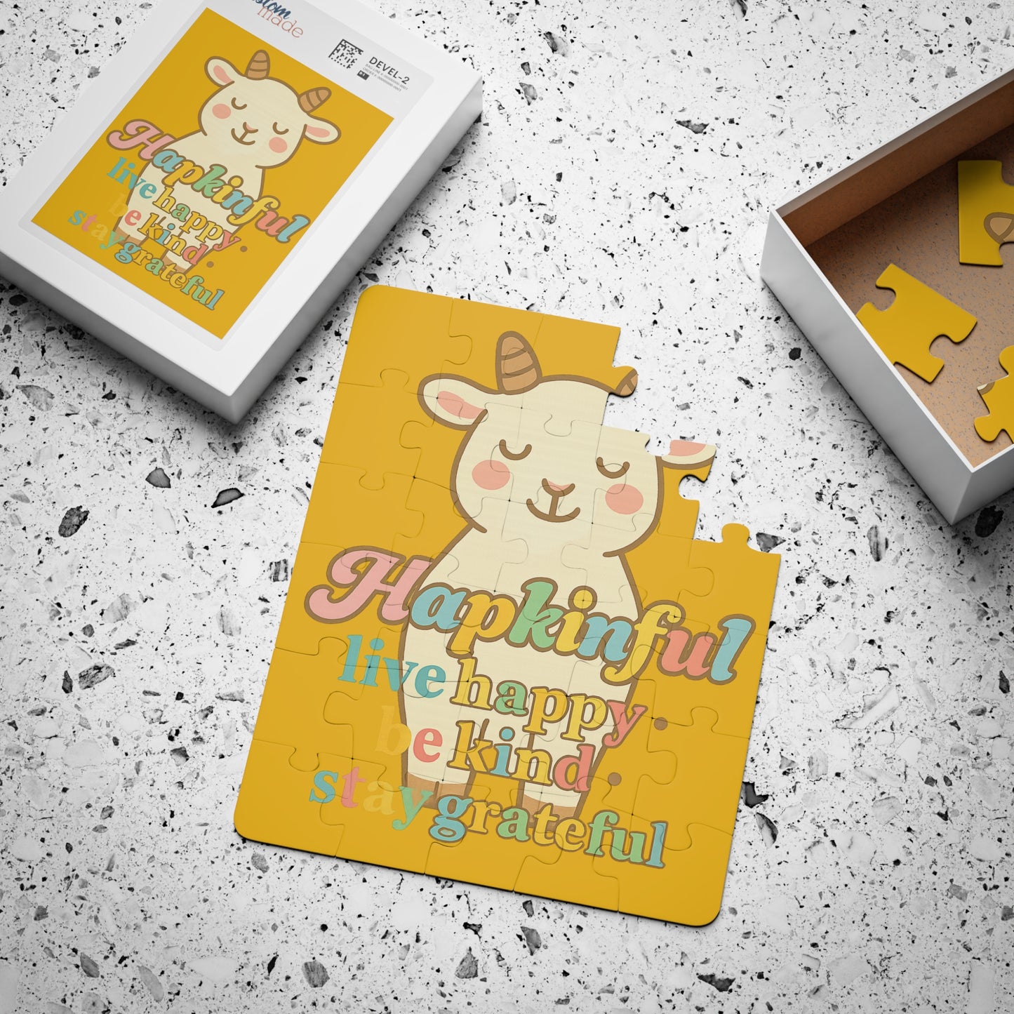 Happy Goat Inspirational Kids Jigsaw Puzzle. 30 Piece. Ages 3 and up.