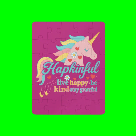 Happy Unicorn Inspirational Kids Jigsaw Puzzle. 30 Pieces. Ages 3 and up