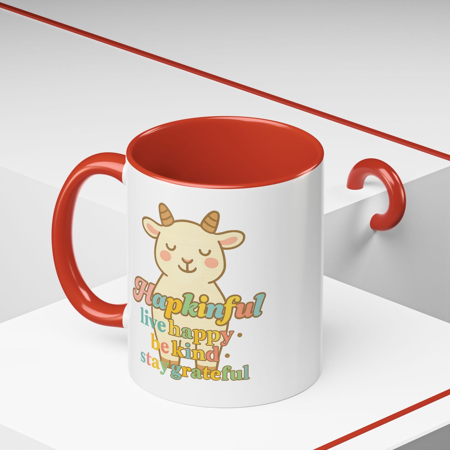 Happy Goat Mug - Hapkinful Live Happy. Be Kind. Stay Grateful
