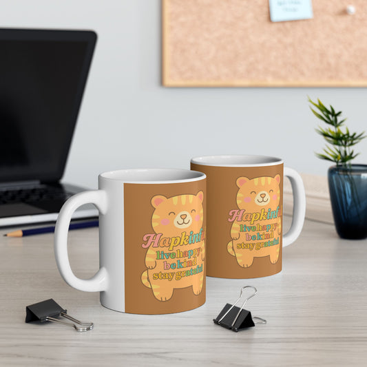 Happy Tiger Mug Hapkinful Live Happy . Be Kind . Stay Grateful
