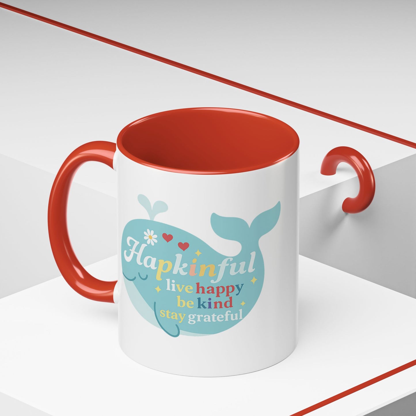 Happy Whale Mug - "Hapkinful: Live Happy, Be Kind, Stay Grateful"