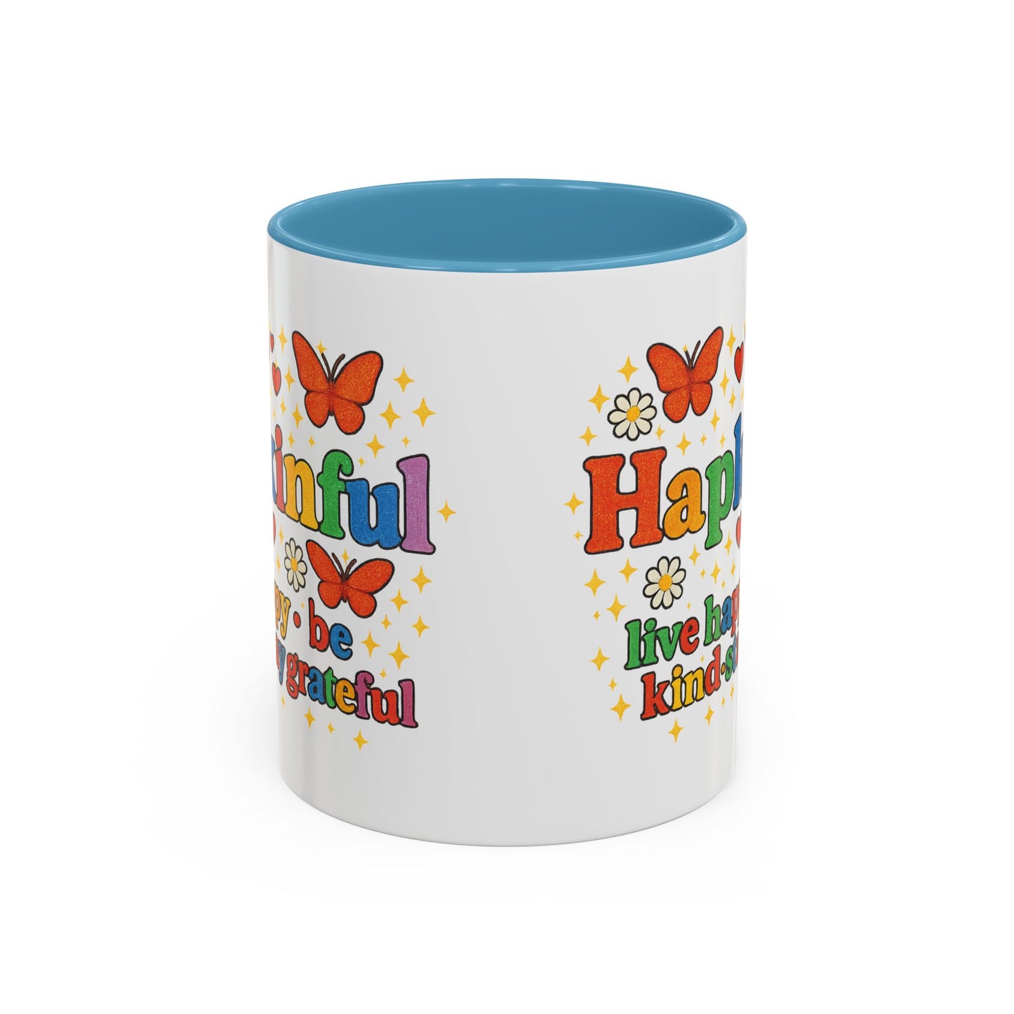 Happy Groovy Butterfly Mug - Hapkinful  - Live Happy Be Kind Stay Grateful 11 oz 15 oz