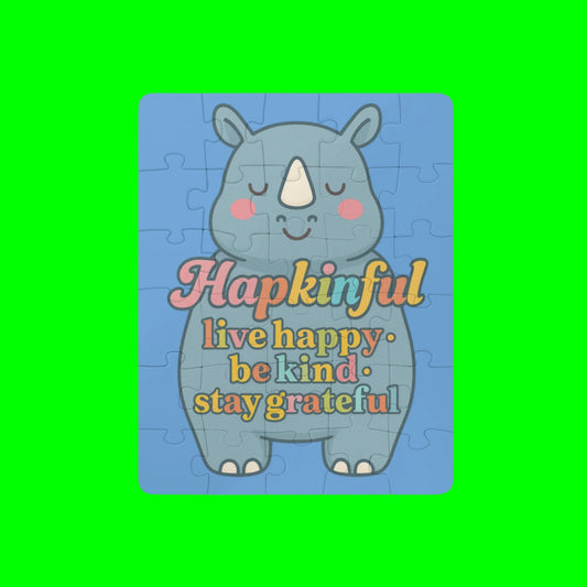 Happy Rhino Inspirational Kids Jigsaw Puzzle. 30 Piece. Ages 3 and up.