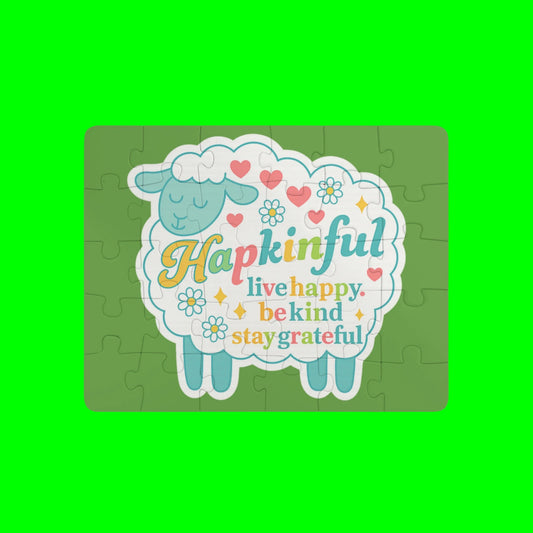 Happy Sheep Inspirational Kids Jigsaw Puzzle. 30 Pieces. Ages 3 and up.