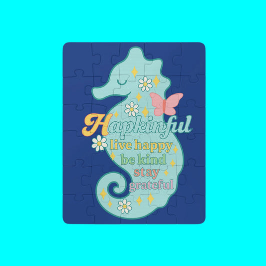 Happy Seahorse Inspirational Kids Jigsaw Puzzle. 30 Pieces. Ages 3 and up.