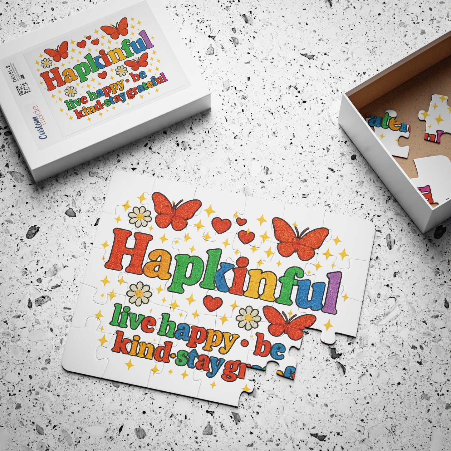 Happy Groovy Kid's Jigsaw Puzzle. Hapkinful - Live Happy. Be Kind. Stay Grateful.  30 piece.