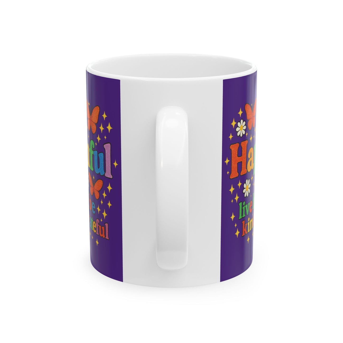 Happy Groovy Butterfly Blue Mug - Hapkinful - Live Happy. Be Kind. Stay Grateful  11oz