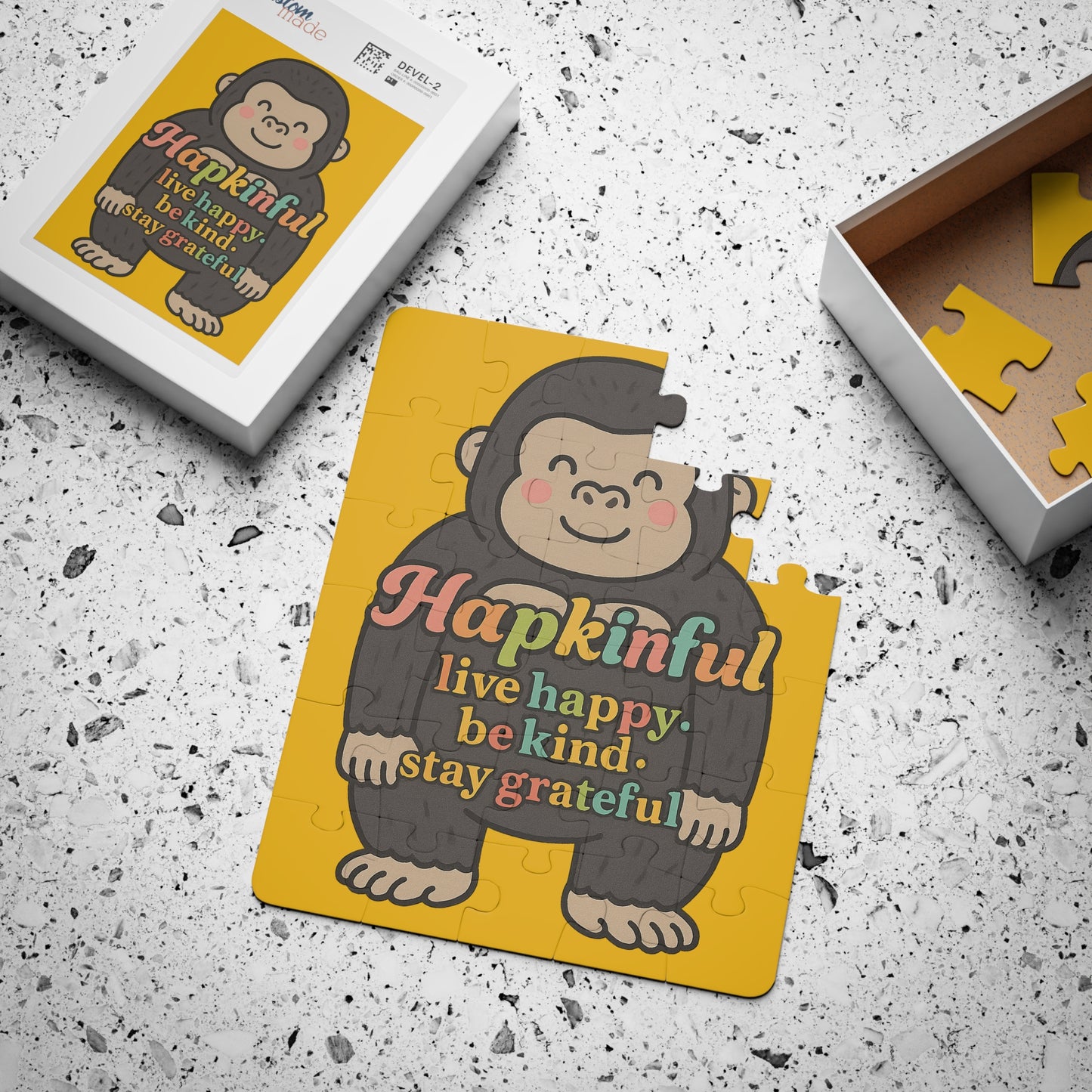 Happy Gorilla Inspirational Kids Jigsaw Puzzle. 30 Pieces. Ages 3 and u7p.