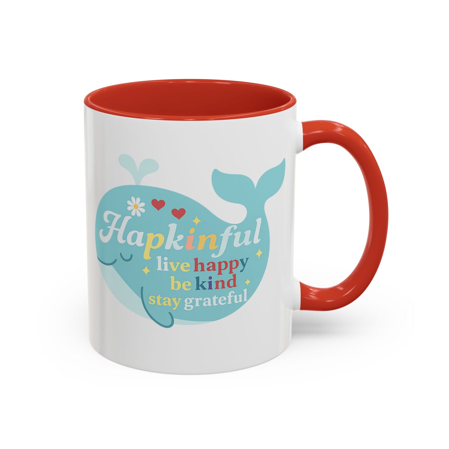 Happy Whale Mug - "Hapkinful: Live Happy, Be Kind, Stay Grateful"