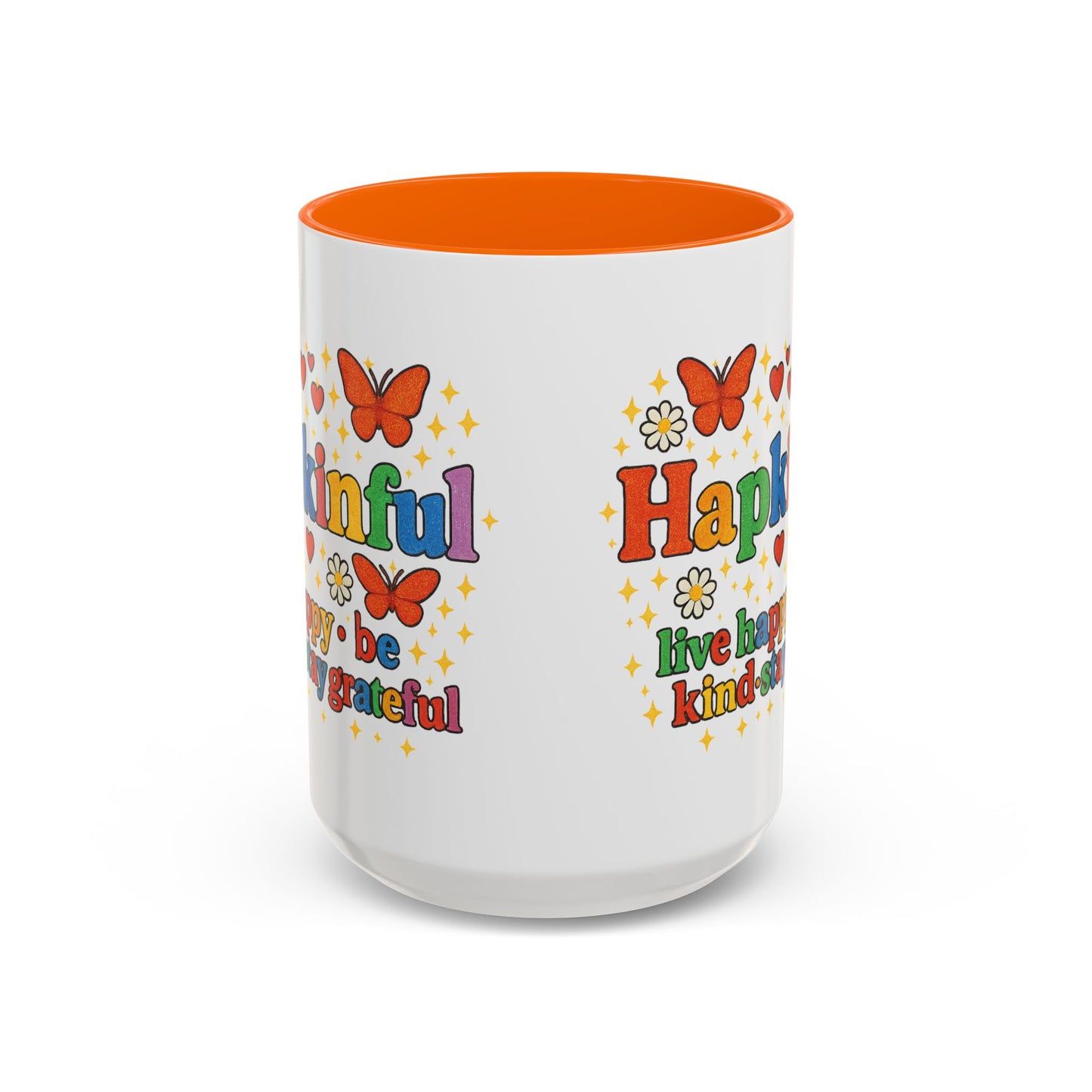 Happy Groovy Butterfly Mug - Hapkinful  - Live Happy Be Kind Stay Grateful 11 oz 15 oz