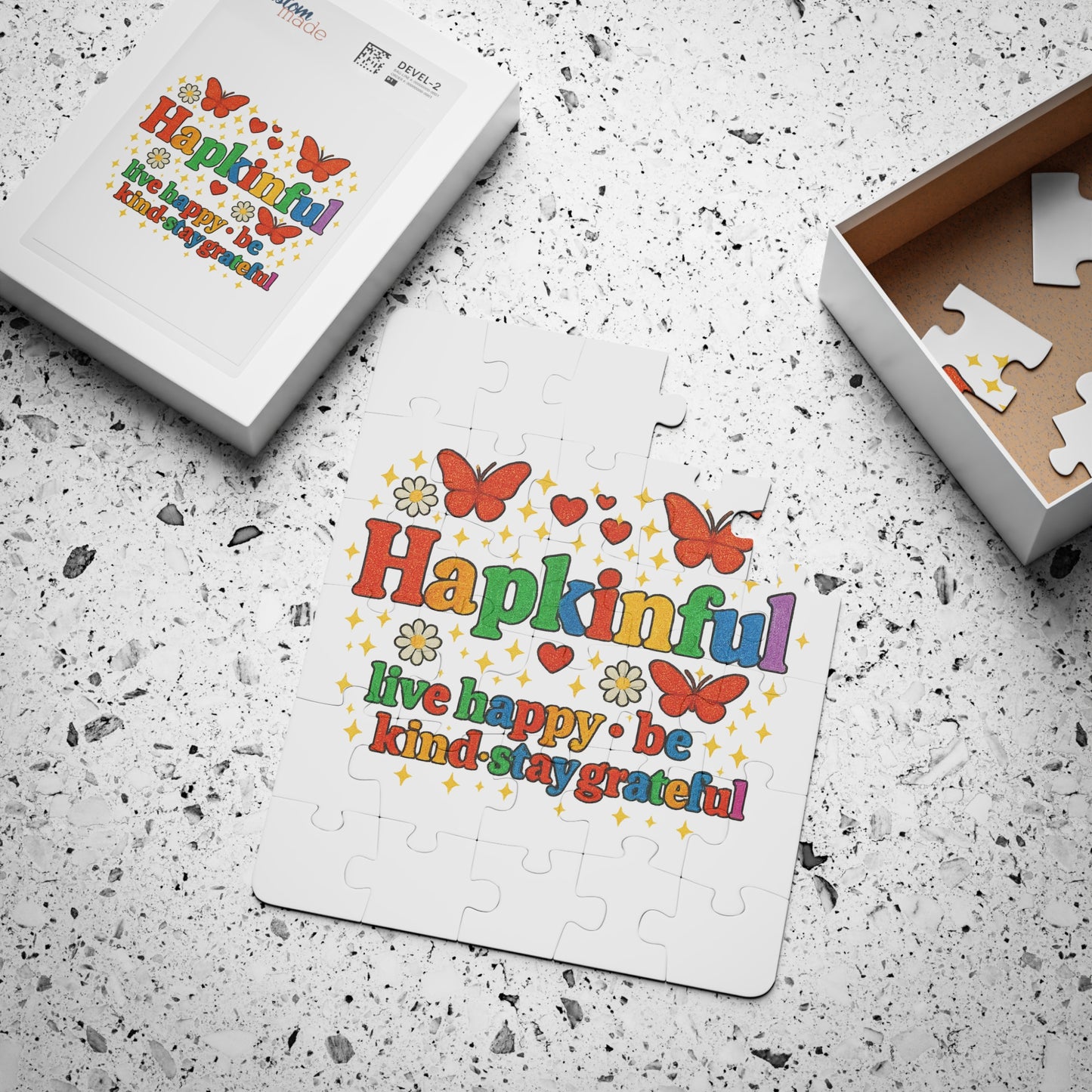 Happy Groovy Kid's Jigsaw Puzzle. Hapkinful - Live Happy. Be Kind. Stay Grateful.  30 piece.