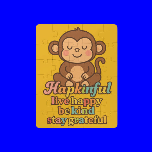 Happy Monkey Inspirational Kids Jigsaw Puzzle. 30 Pieces. Ages 3 and up.