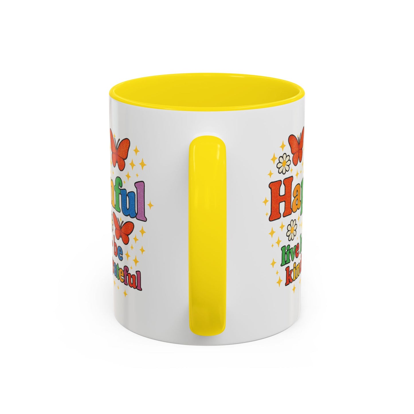 Happy Groovy Butterfly Mug - Hapkinful  - Live Happy Be Kind Stay Grateful 11 oz 15 oz