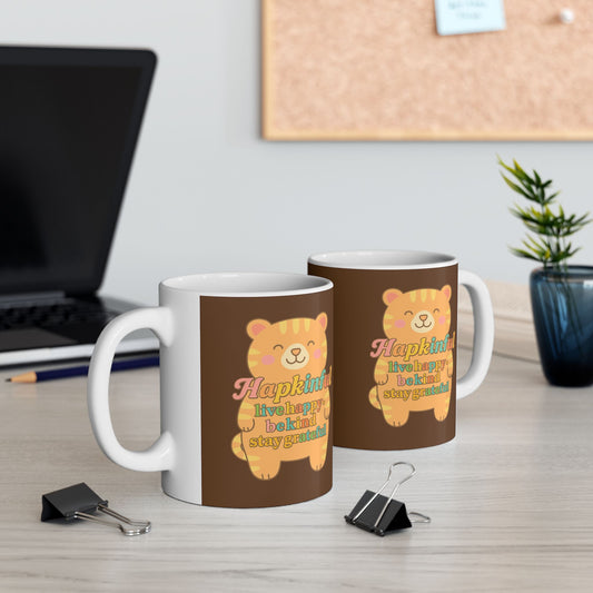 Happy Bear Mug - Hapkinful  Live Happy. Be Kind . Stay Grateful