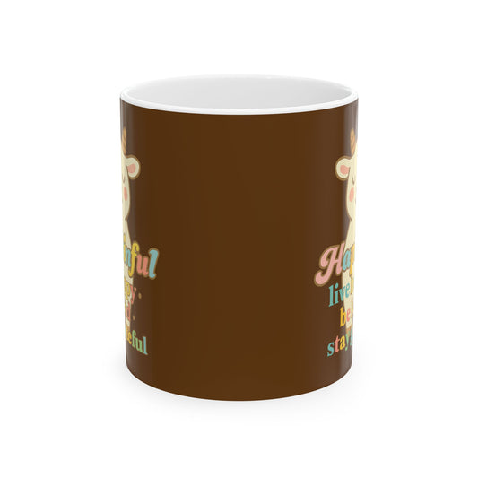Happy Goat Mug - Hapkinful Live Happy. Be Kind. Stay Grateful. 11oz