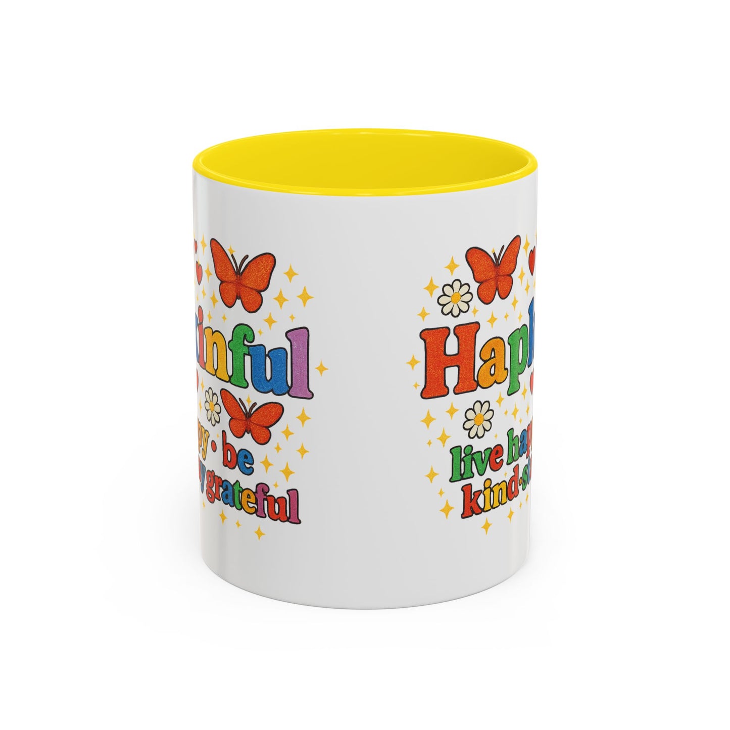 Happy Groovy Butterfly Mug - Hapkinful  - Live Happy Be Kind Stay Grateful 11 oz 15 oz