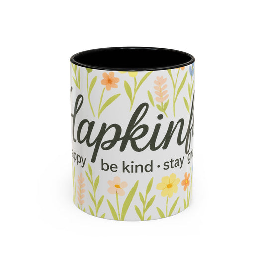 Hapkinful Wildflower Mugs. Inspirational Floral Coffee Mug - 'Live Happy, Be Kind, Stay Grateful'