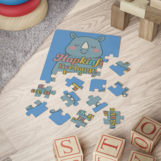 Happy Rhino Inspirational Kids Jigsaw Puzzle. 30 Piece. Ages 3 and up.